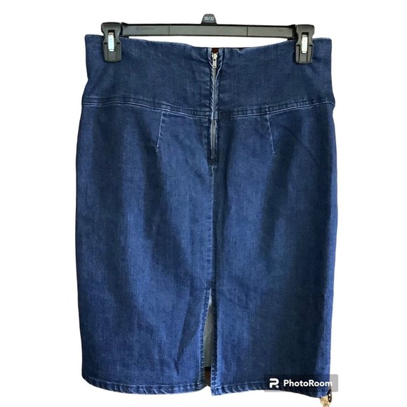 Womens D.Jeans Blue Jean Denim Pencil Skirt with Zipper and Small Slit Size 12 - Picture 2 of 4